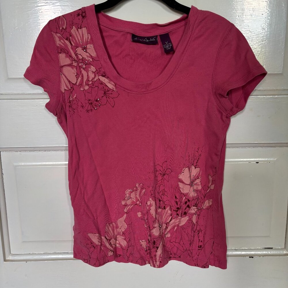 Pink floral embellished top